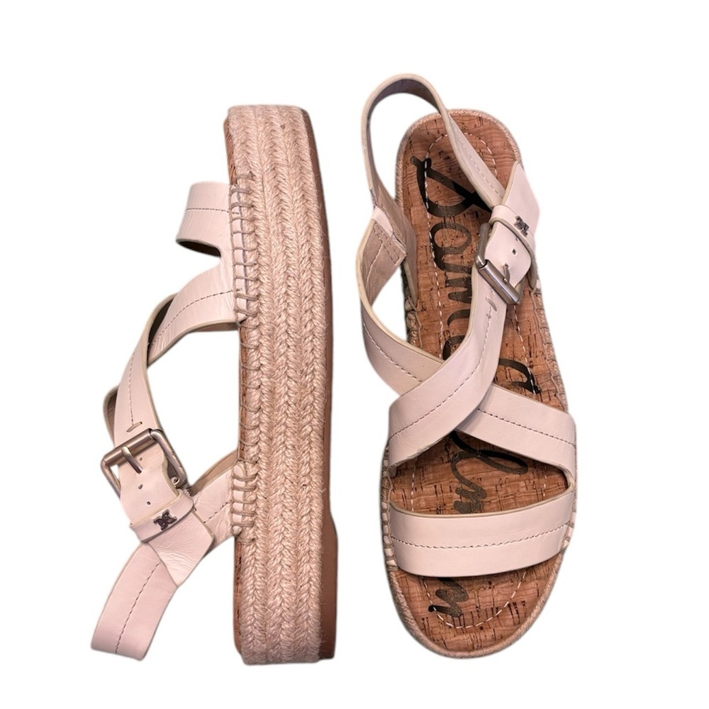 Sam Edelman Aisling Crisscross Leather Espadrille Platform Sandals Size 10
